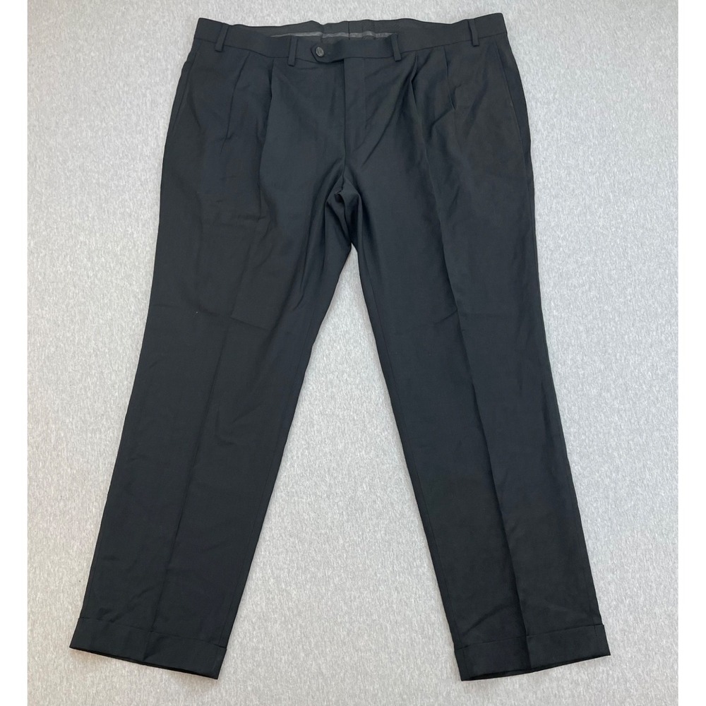 Lauren Ralph Lauren Pants Mens 40 x 30 Black Wool Blend Stretch Pleated Cuffed